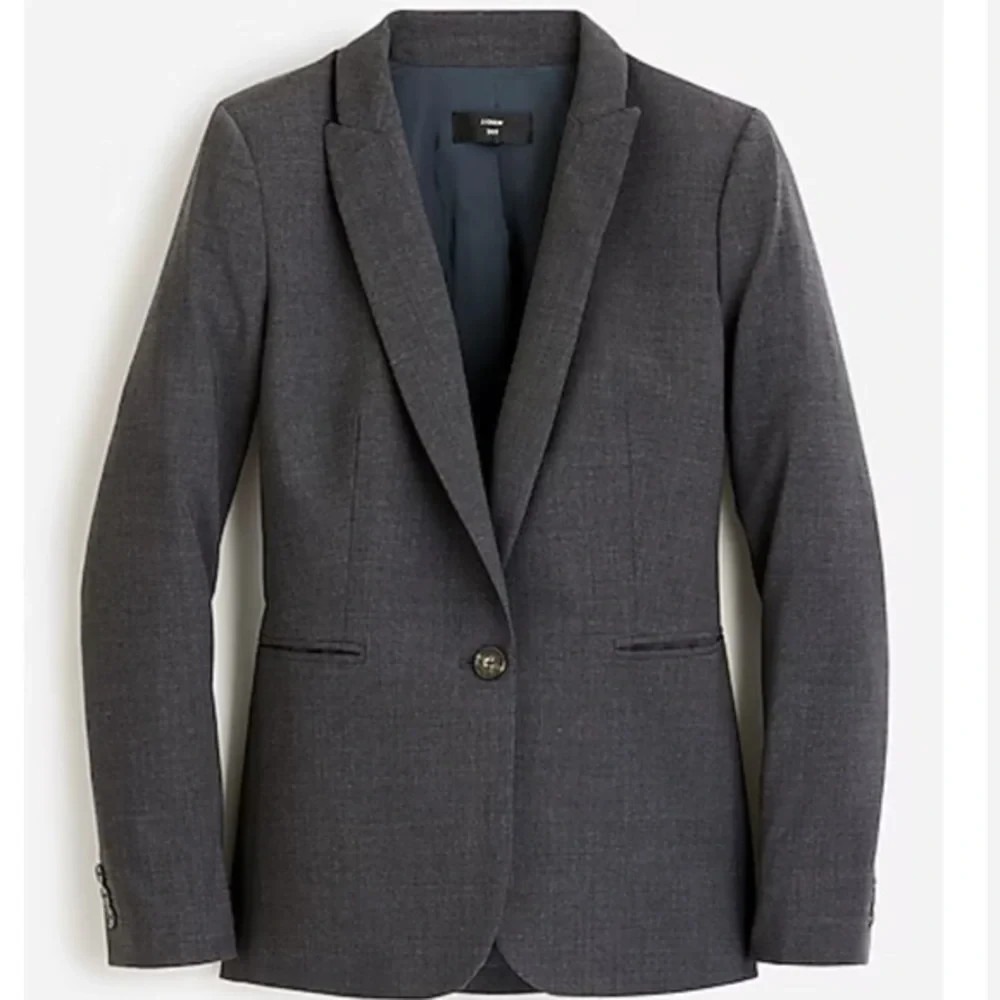 J.Crew Parke Blazer Women's 6 Gray Peak Lapel Tollegno Stretch Wool Jacket $250